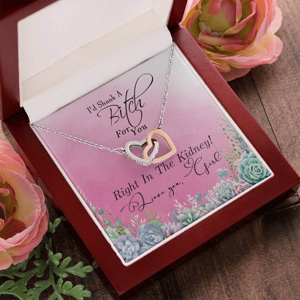 Interlocked Hearts Necklace Gift For Best Friendsister - Funny Message Card - Great Birthday Day Gift Interlocking Hearts Necklace