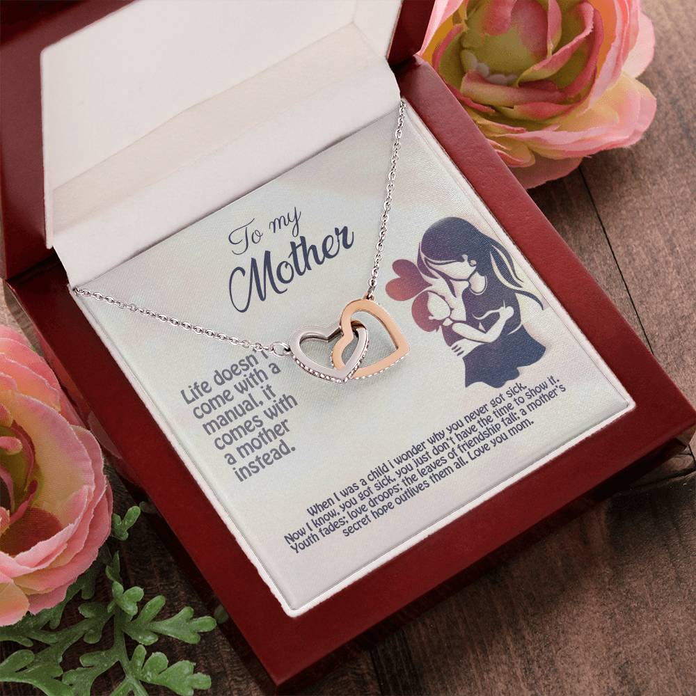 Life Doesn'T Come With A Manual It Comes With A Mother Interlocking Hearts Necklace