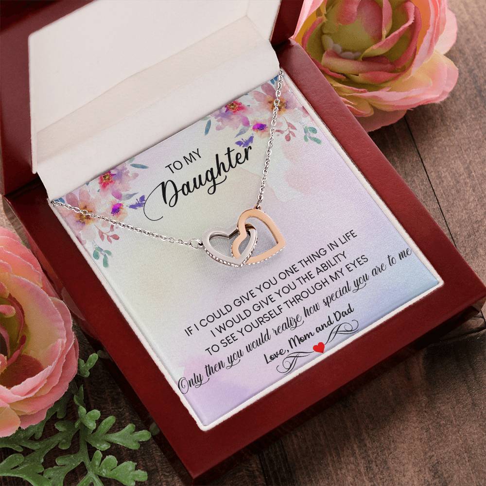 To My Daughter Necklace Daughter Necklace From Mom And Dad Personalized Daughter Interlocking Hearts Necklace Gift Daughter Birthday Gift