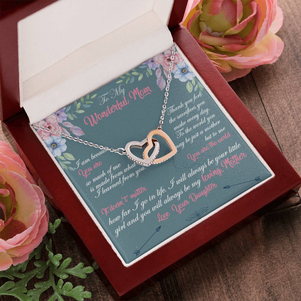 To My Wonderful Mom Necklace Interlocking Hearts Necklace