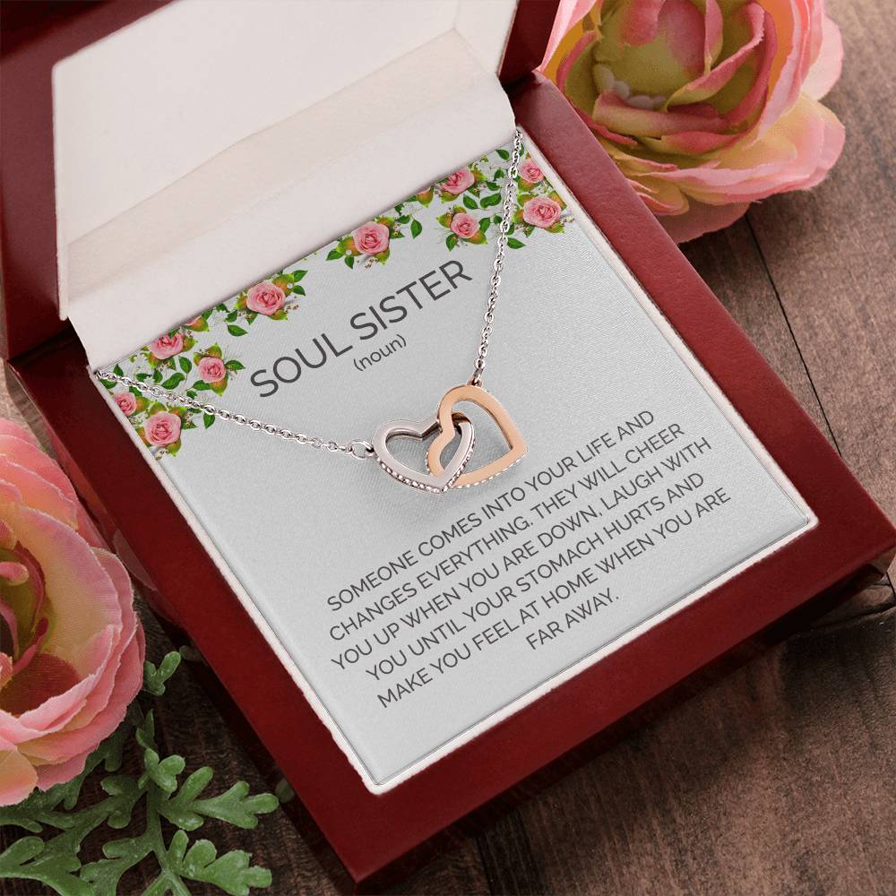 Soul Sister Unbiological Sister Necklace Sorority Sister Sister In Law Necklace Interlocking Hearts Necklace