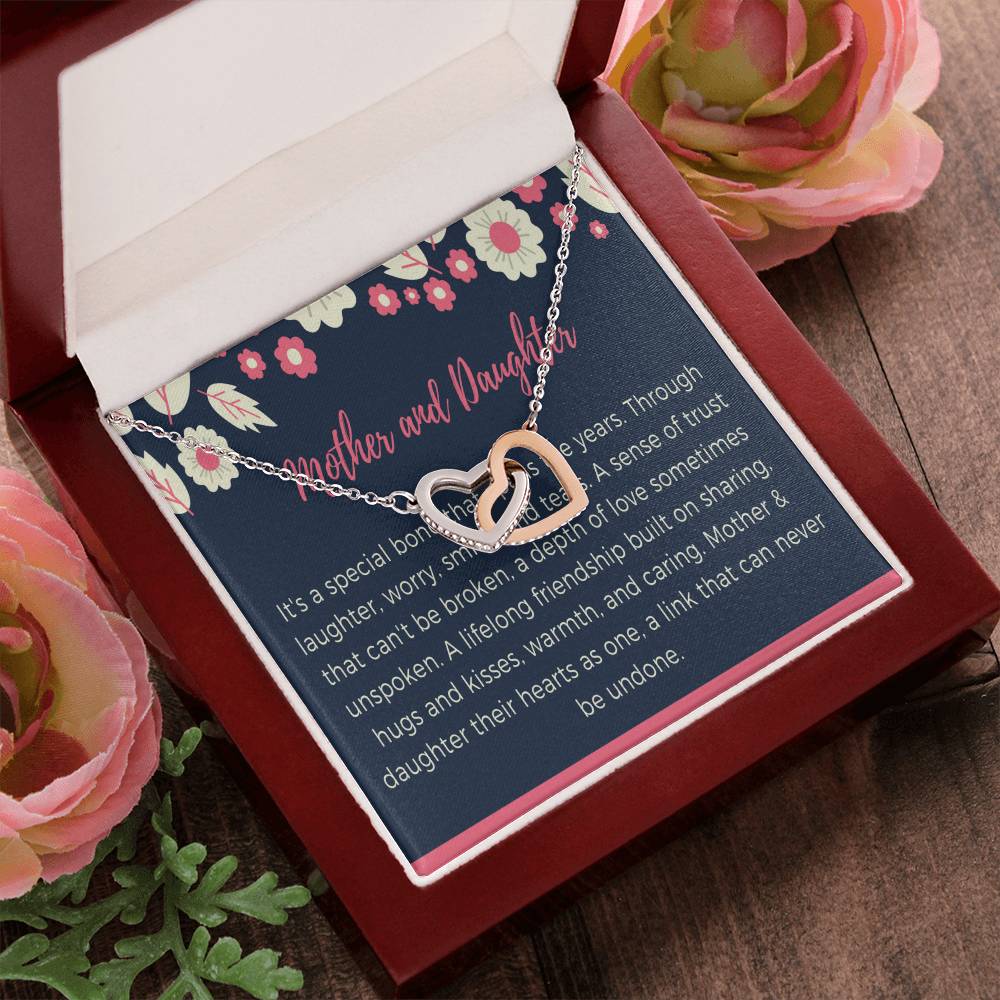 Mother And Daughter Necklace Set Mothers Day Gift Matching Mother Daughter Necklaces Wedding Gift Birthday 14Kt Gold Filled Rose Silver Interlocking Hearts Necklace