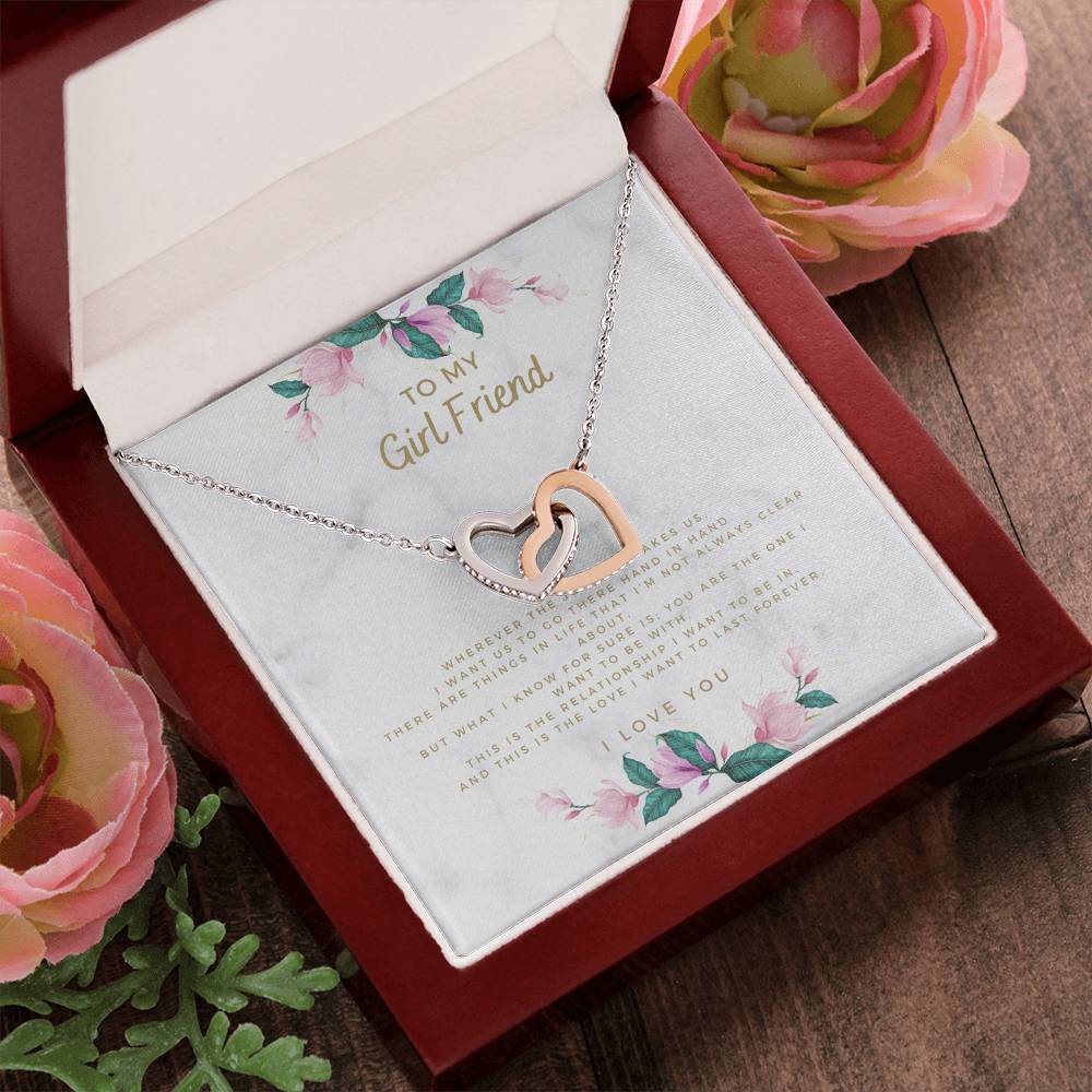Wherever The Journey Takes Us Necklace Gift For Girlfriend From Boyfriend Interlocking Hearts Necklace