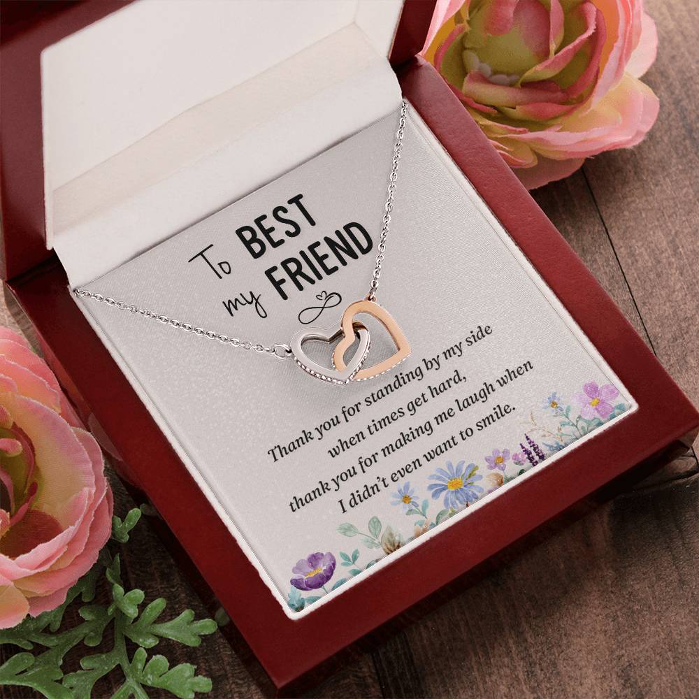 To My Best Friend-Thank You Interlocking Hearts Necklace