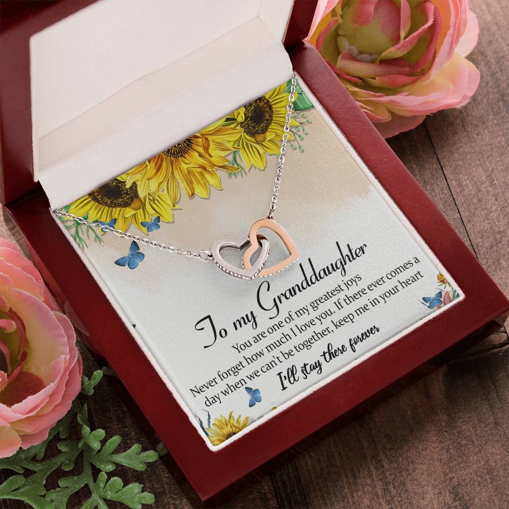 To My Granddaughter Interlocking Hearts Necklace Message Card