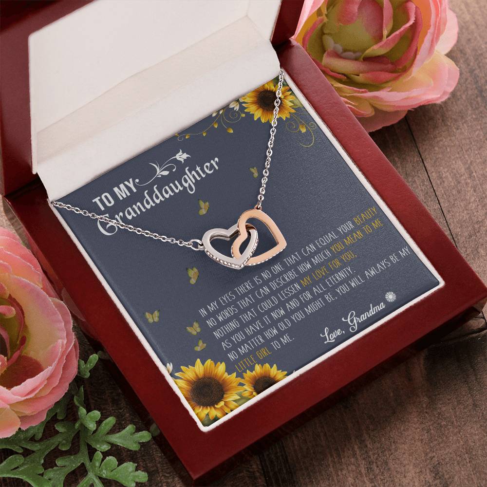 To My Granddaughter Interlocking Hearts Necklace Message Card