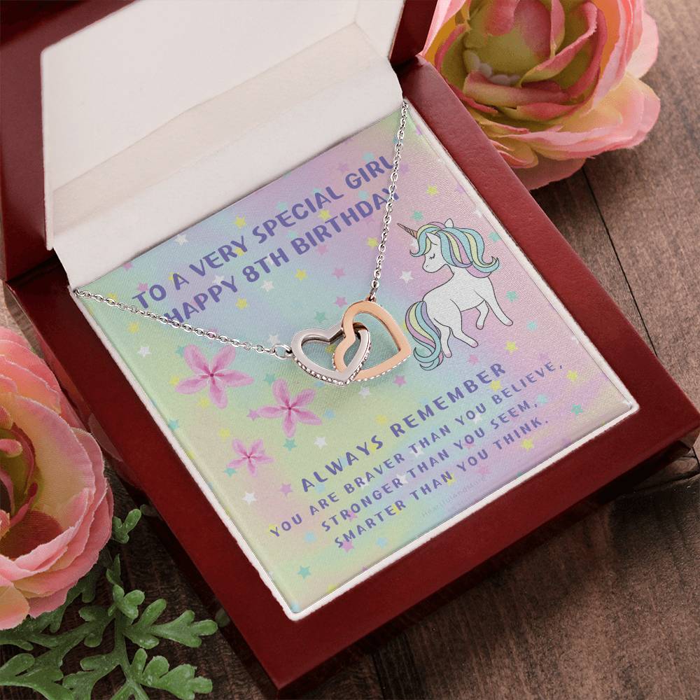 8Th Birthday Gift 8Th Birthday Necklace Gift Happy 8Th Birthday Gift Gift For 8 Year Birthday Girl Interlocking Hearts Necklace