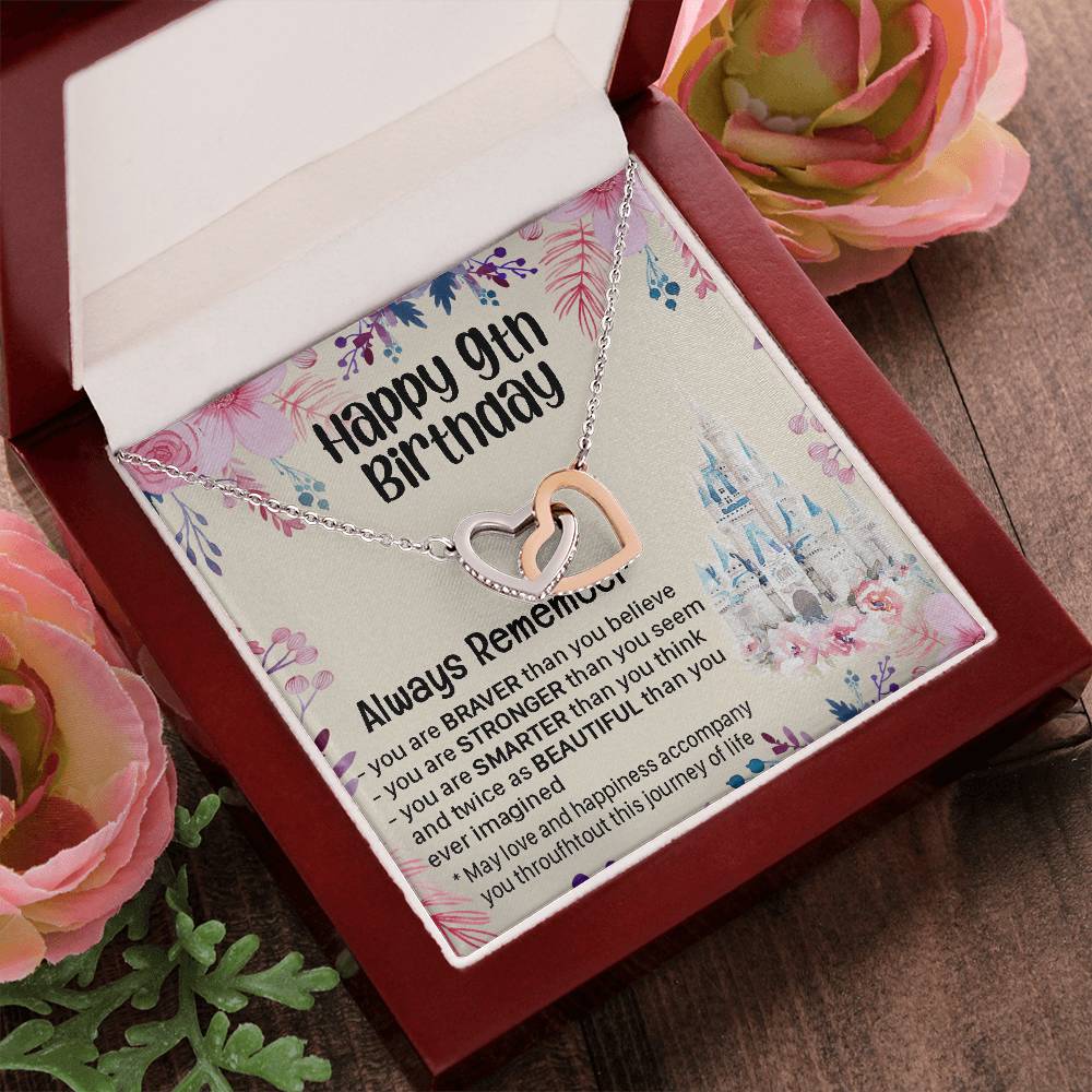 Happy 9Th Birthday Gift For Daughter Gift For 9 Years Old Birthday Teen Girl Daughter Necklace Gift Interlocking Hearts Necklace