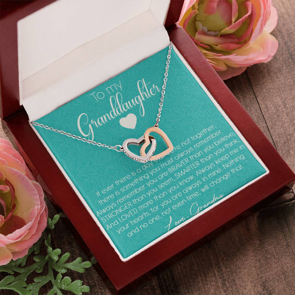 To My Granddaughter Interlocking Hearts Necklace Message Card