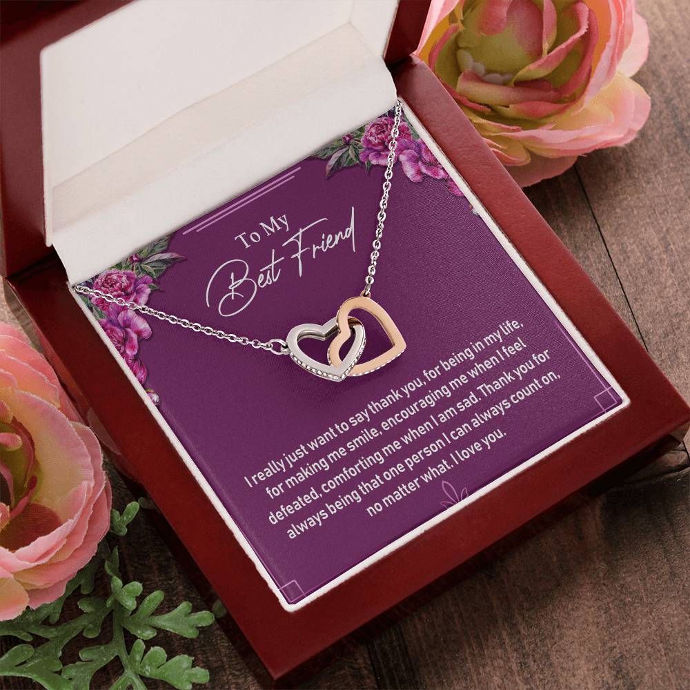 To My Best Friend Interlocking Hearts Necklace Message Card