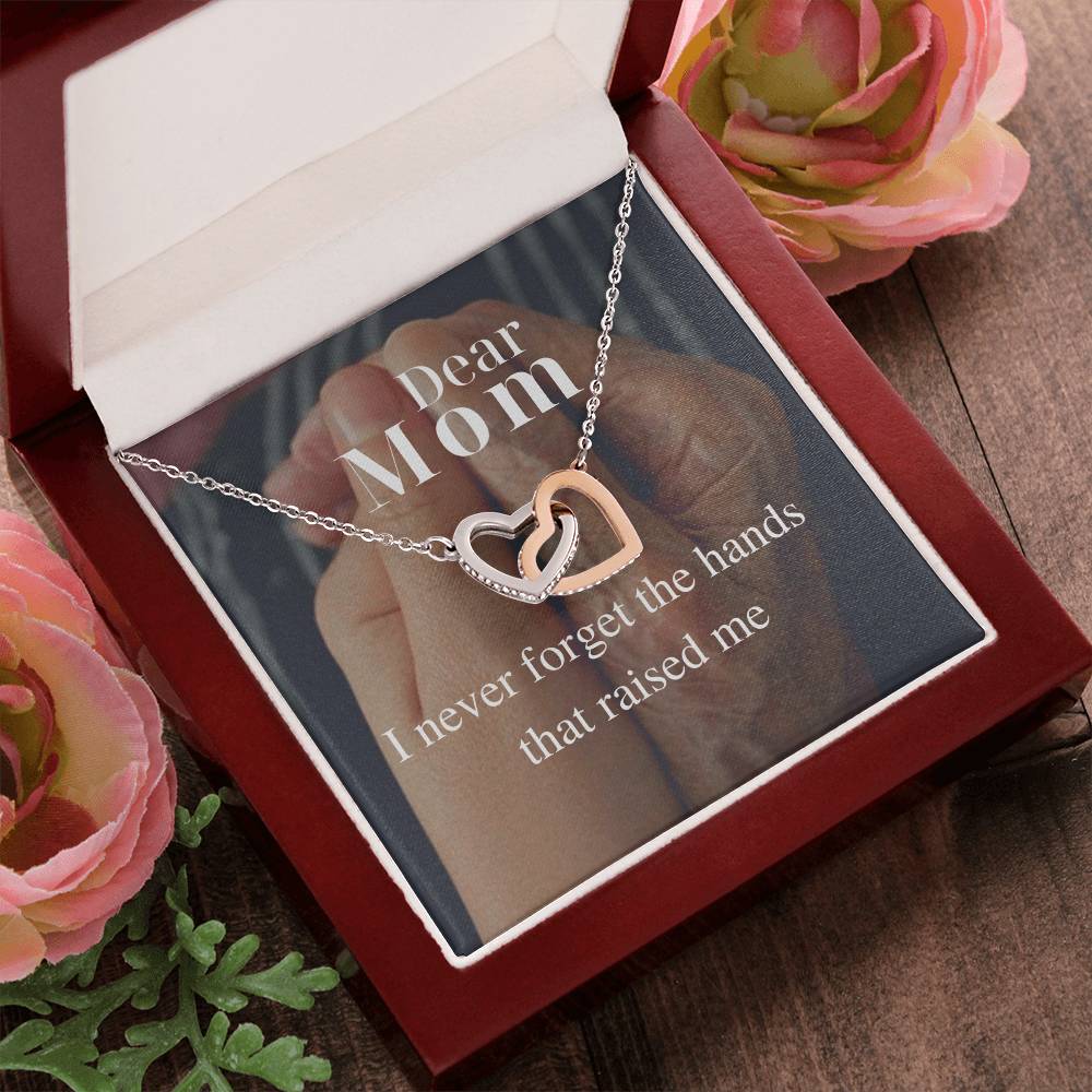 I Never Forget The Hands That Raised Me - Interlocking Necklace Interlocking Hearts Necklace