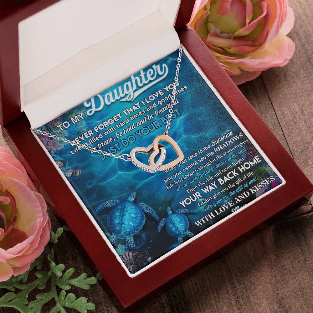 To My Daughter From Mom Interlocking Hearts Necklace Message Card