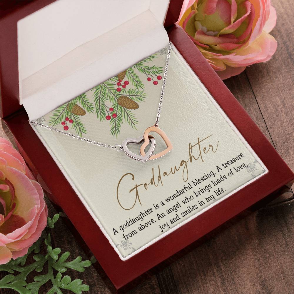 Goddaughter Interlocking Hearts Necklace Message Card