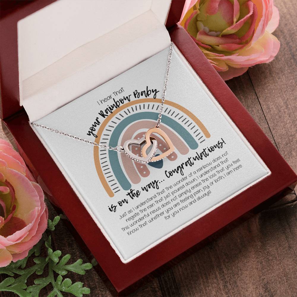 Rainbow Baby Necklace Interlocking Hearts Necklace