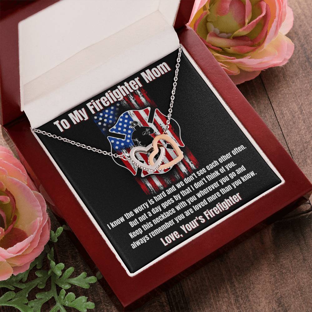 To My Firefighter Mom Necklace Interlocking Hearts Necklace