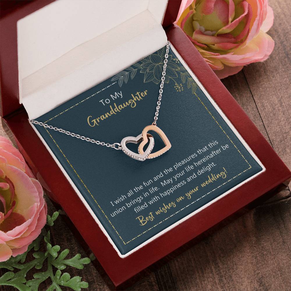 To My Granddaughter May Your Life Filled With Happiness And Delight Necklace Interlocking Hearts Necklace