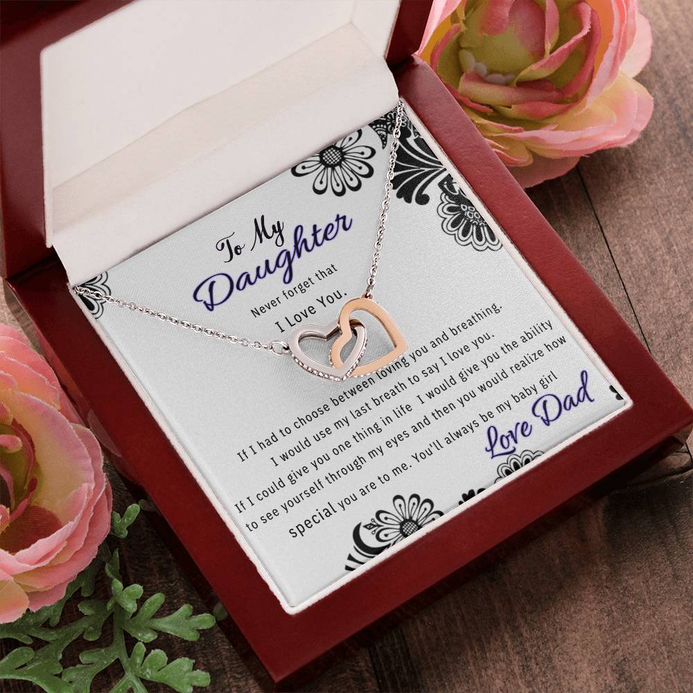 Saleto My Daughter Never Forget I Love You Necklace Interlocking Hearts Necklace