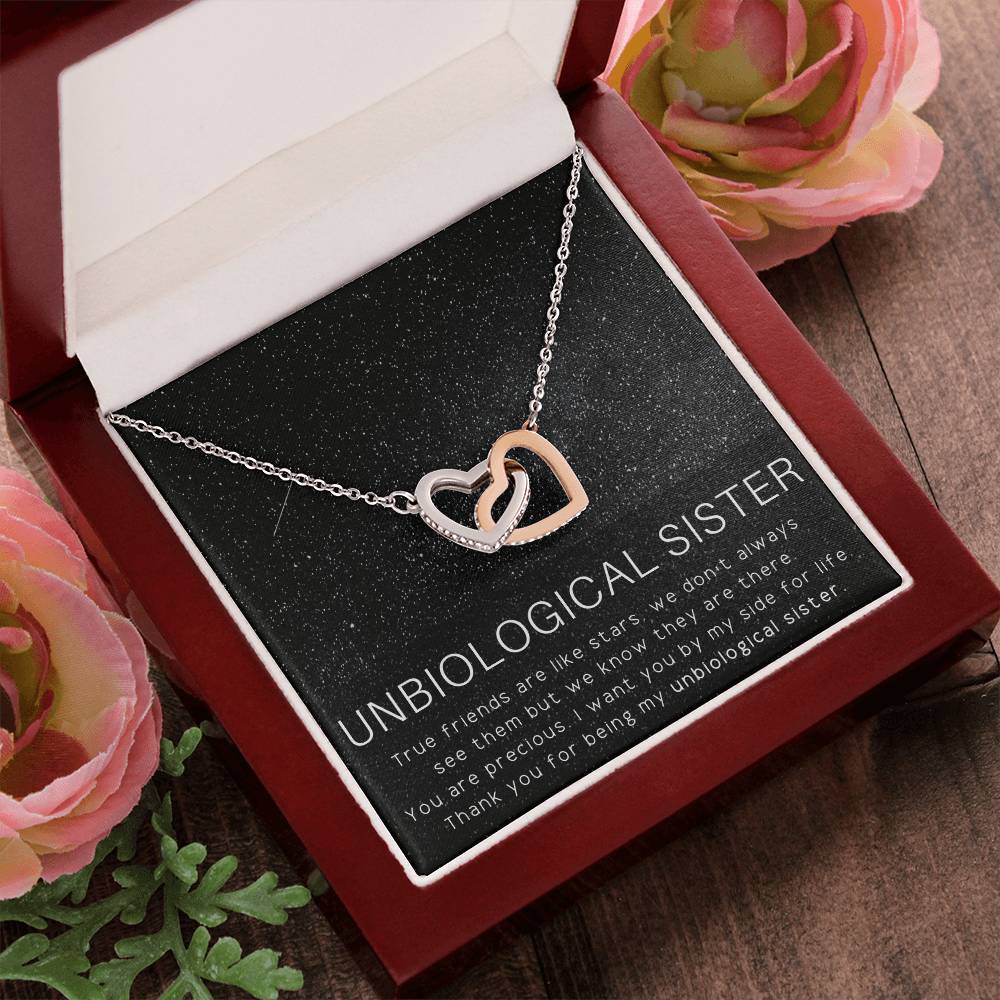 Unbiological Sister Necklace Soul Sister Sorority Sister Sister In Law Necklace Interlocking Hearts Necklace