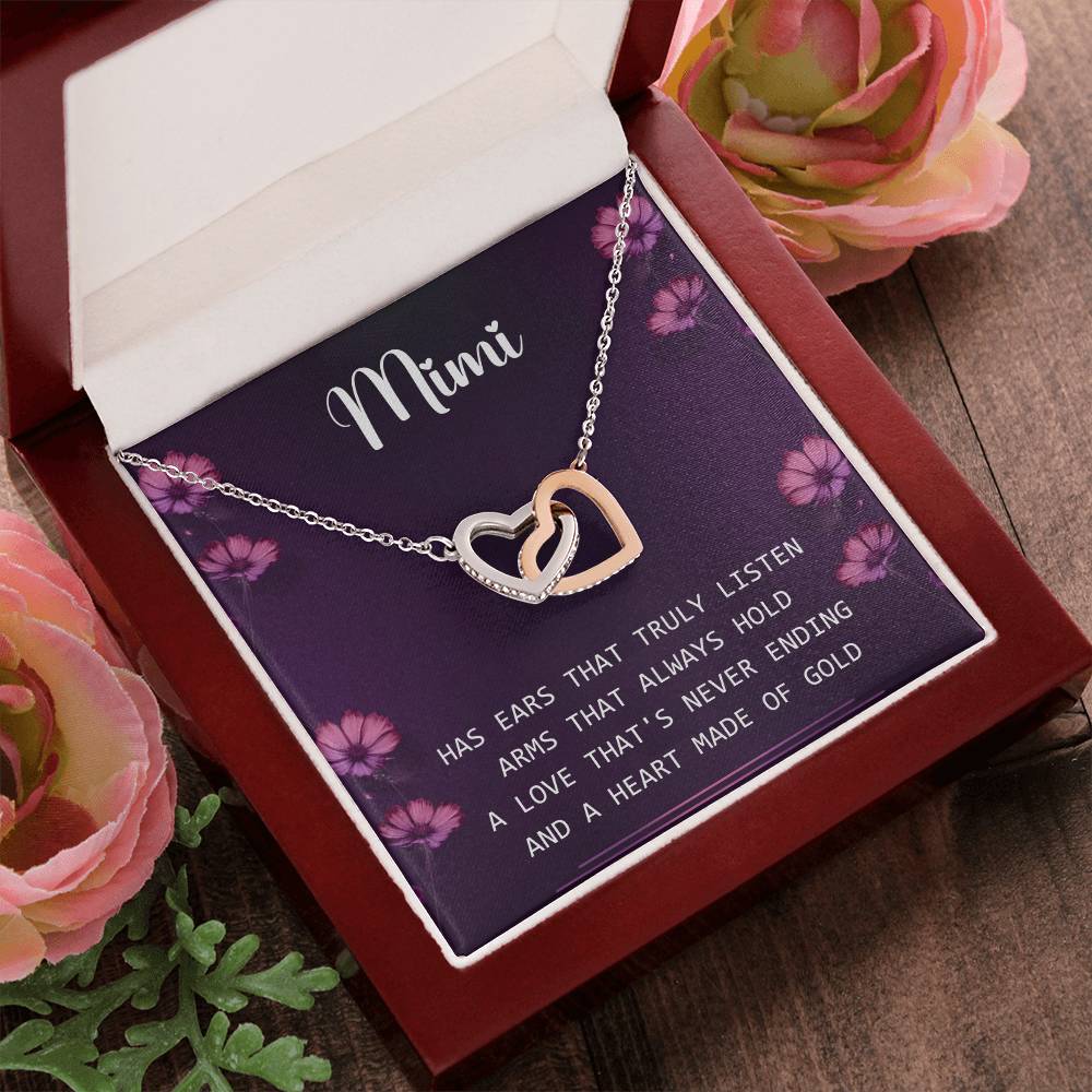 Mimi Interlocking Hearts Necklace Message Card