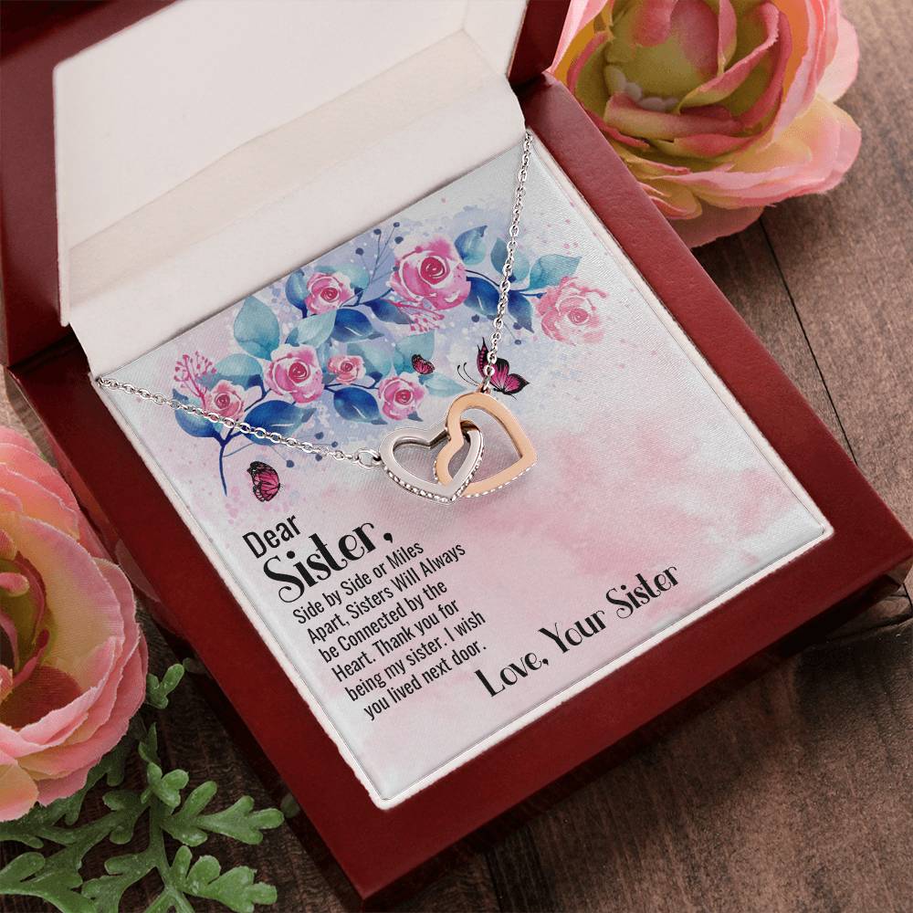 Beautiful Gift For Big Sister Two Hearts Embellished Jewelry Interlocking Hearts Necklace