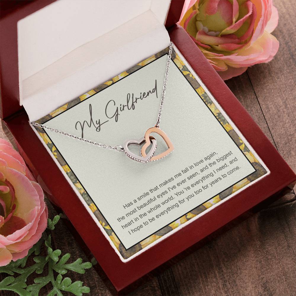 My Girlfriend Interlocking Hearts Necklace Message Card