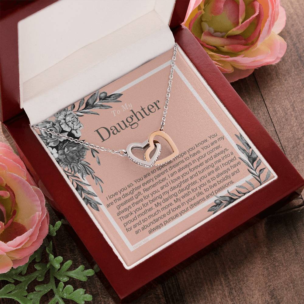 Daughter Gift Interlocking Hearts Necklace