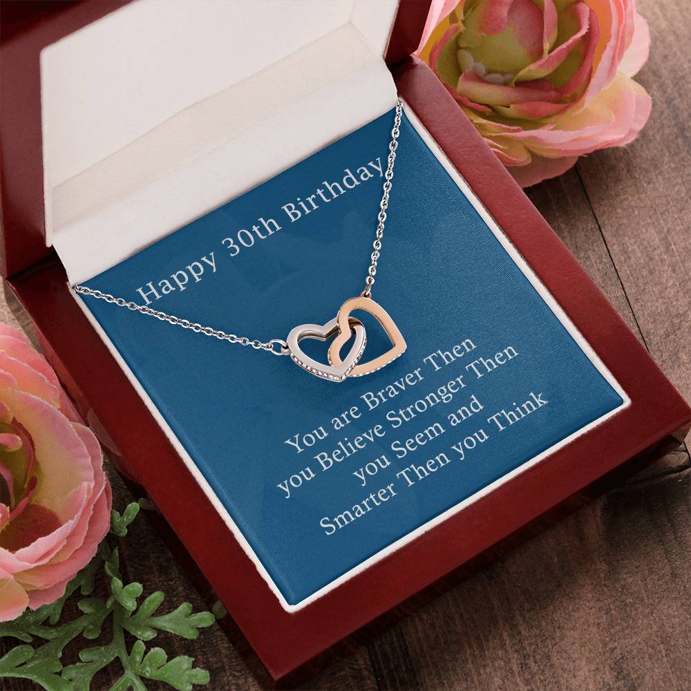 Happy 30Th Birthday Gifts For Girls Or Women Interlocking Hearts Necklace