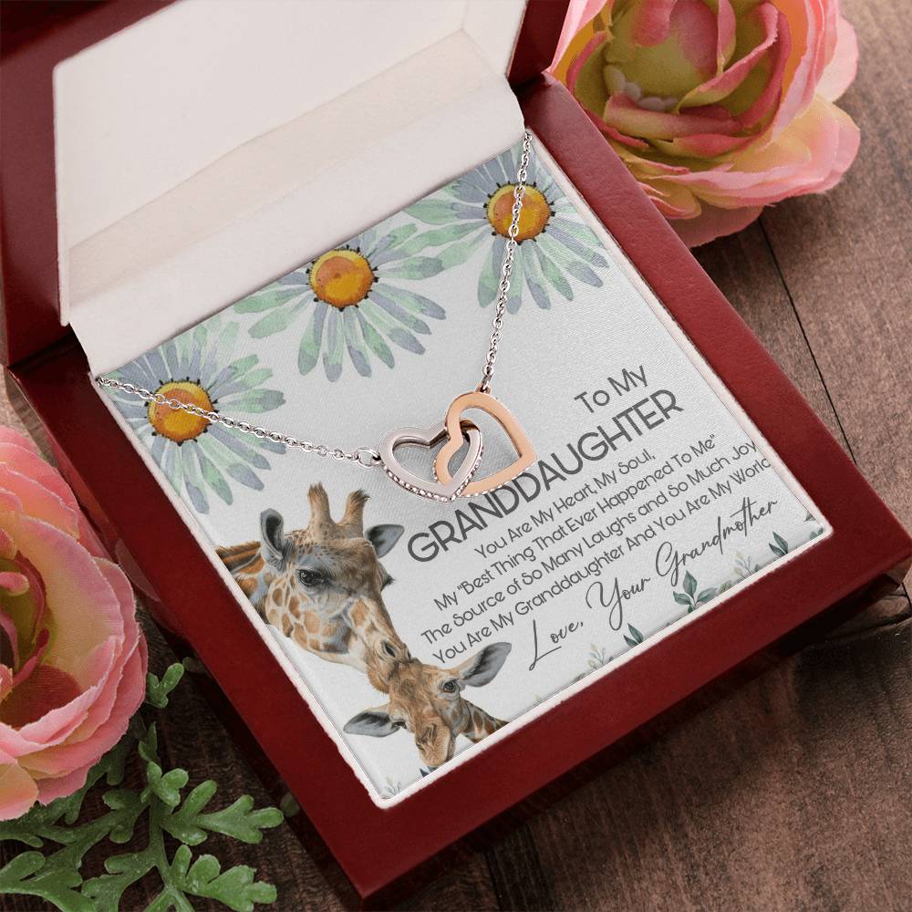 To My Granddaughter Interlocking Hearts Necklace Message Card