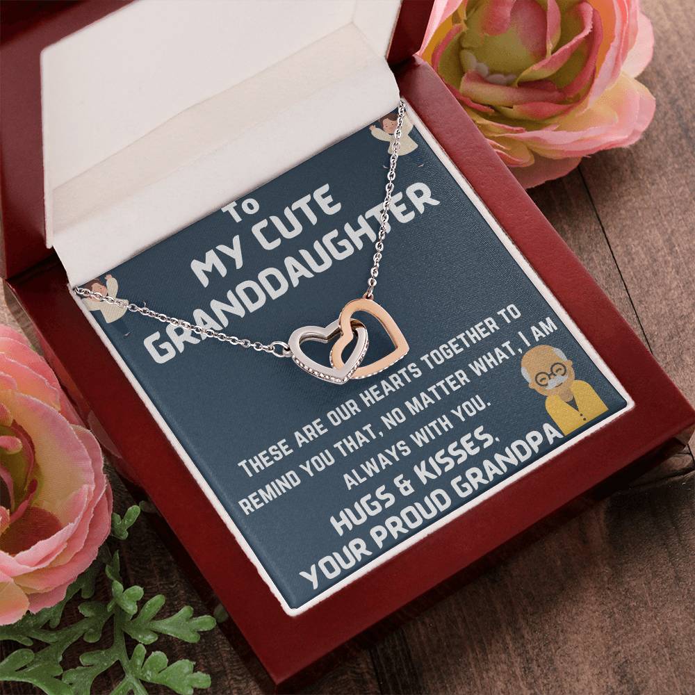 To My Granddaughter Interlocking Hearts Necklace