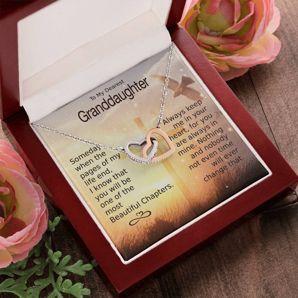 To My Granddaughter – Heart Melt Message Interlocking Heart Necklace💓 Interlocking Hearts Necklace