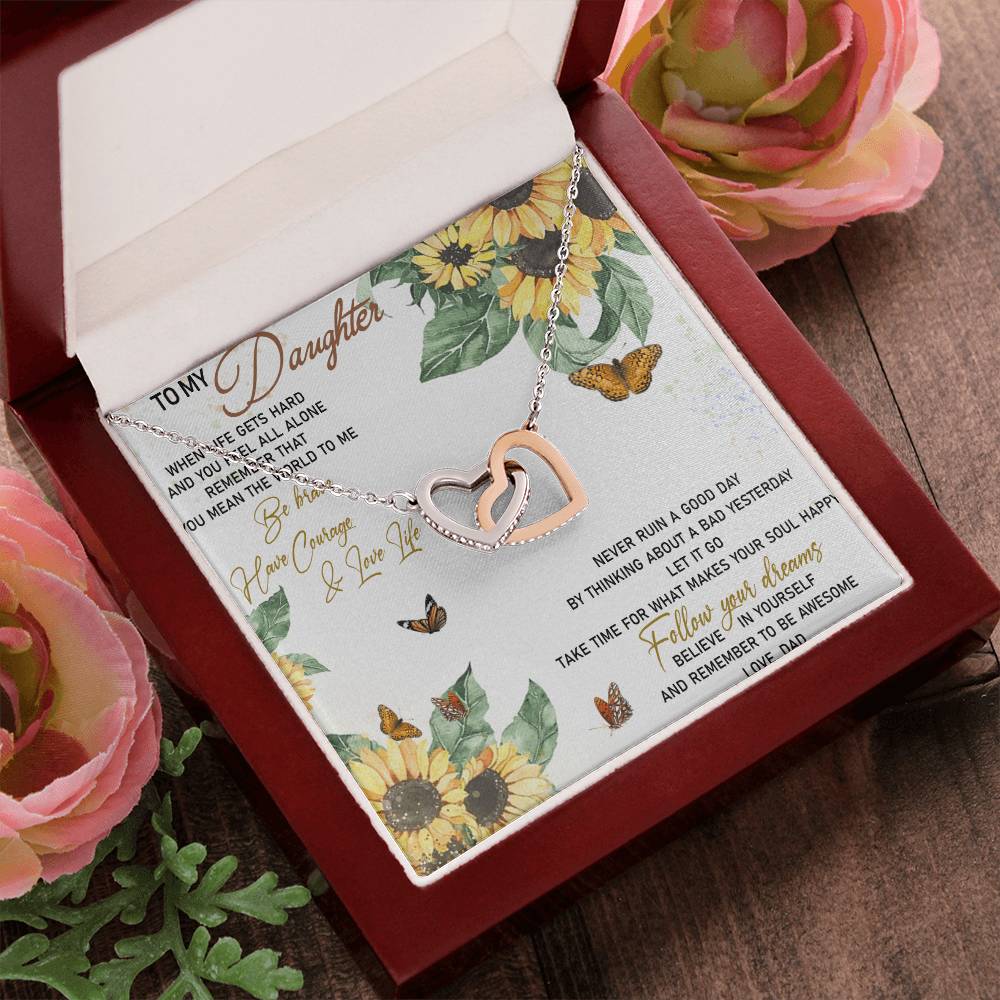 To My Daughter Interlocking Hearts Necklace Message Card