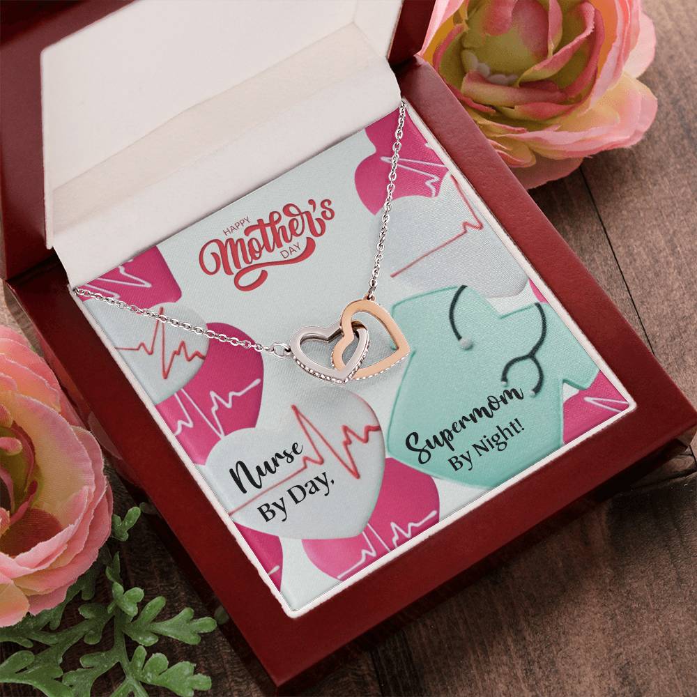 Happy Mother'S Day - Nurse Mom - Interlocking Hearts Necklace