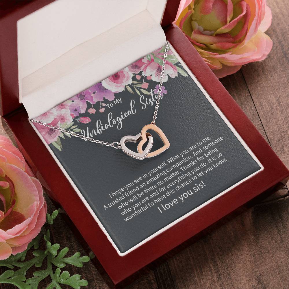 Unbiological Sister Gift Ideas Unbiological Sister Necklaces Unbiological Sister Gift From Step Brother 2021 Interlocking Hearts Necklace