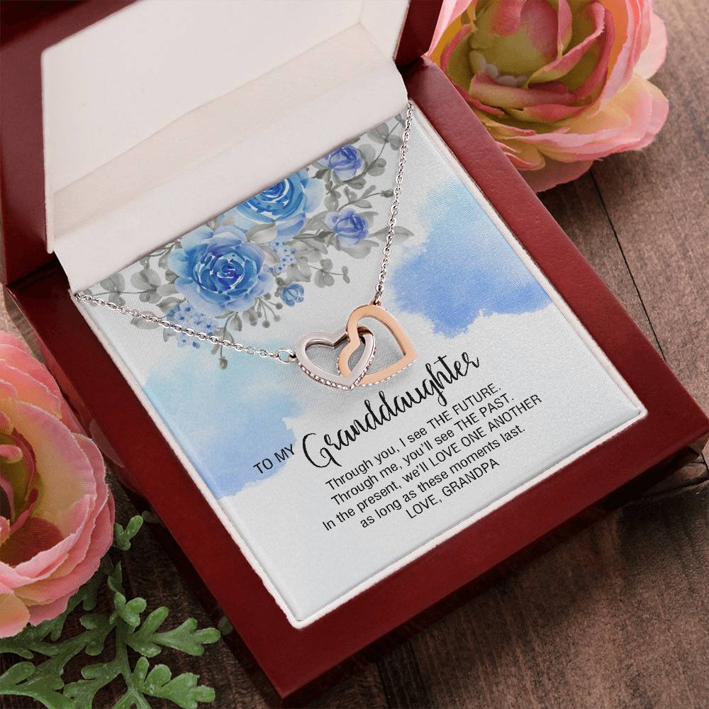 To My Granddaughter From Grandpa - We'Ll Love One Another Interlocking Hearts Necklace