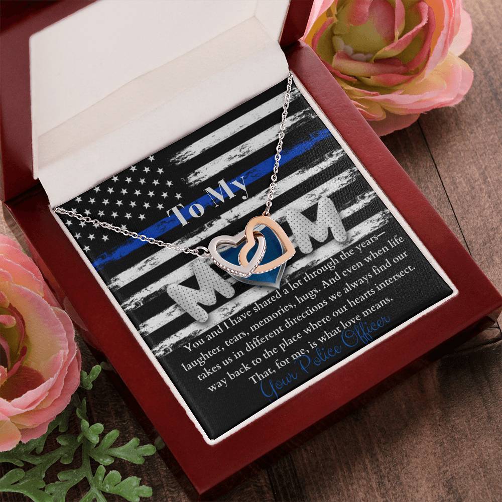 Police Officer'S Mom Necklace Interlocking Hearts Necklace