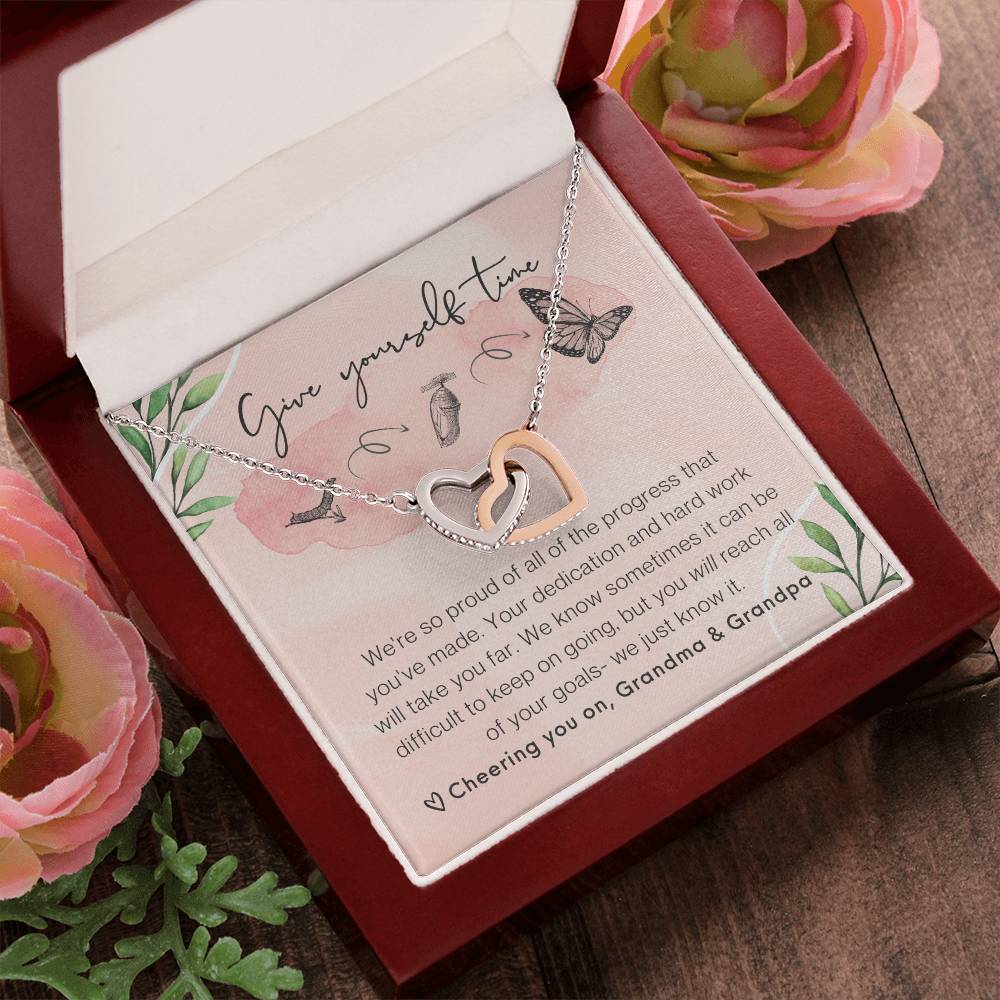From Grandparents Interlocking Hearts Necklace Butterfly Encouragement Granddaughter Present