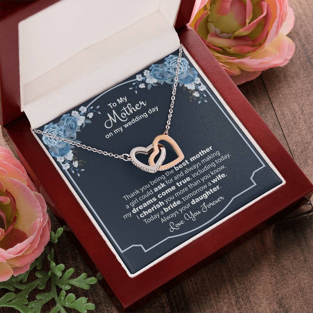 To My Mother On My Wedding Day - Thank You - Necklace Interlocking Hearts Necklace