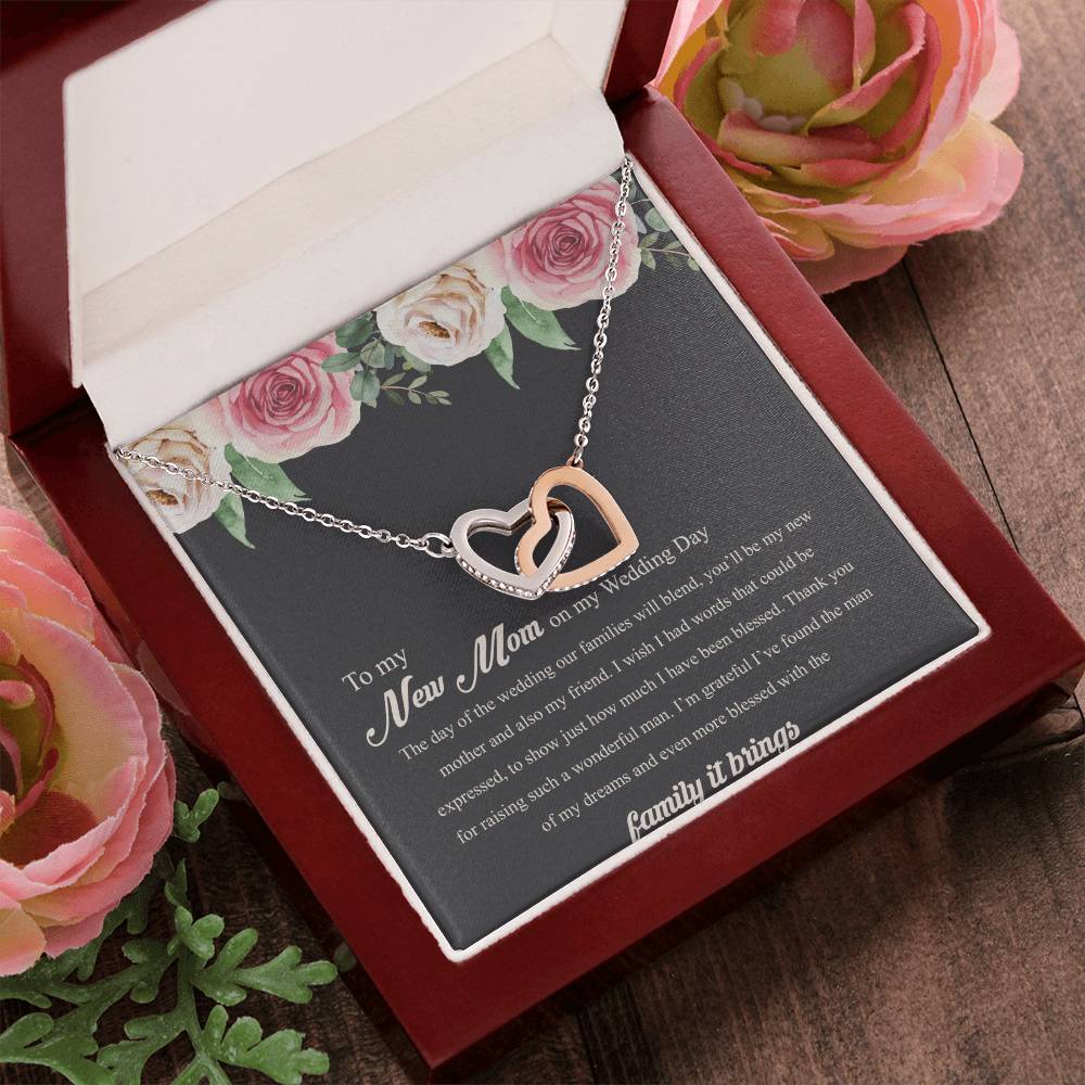 To My New Mom On My Wedding Day Interlocking Hearts Necklace