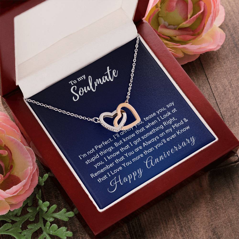 On You'Re Always On My Mind Necklace - Anniversary Gift For Her Interlocking Hearts Necklace