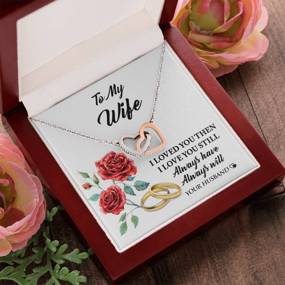 Perfect Gift For Wife! She Will Love It! Interlocking Hearts Necklace