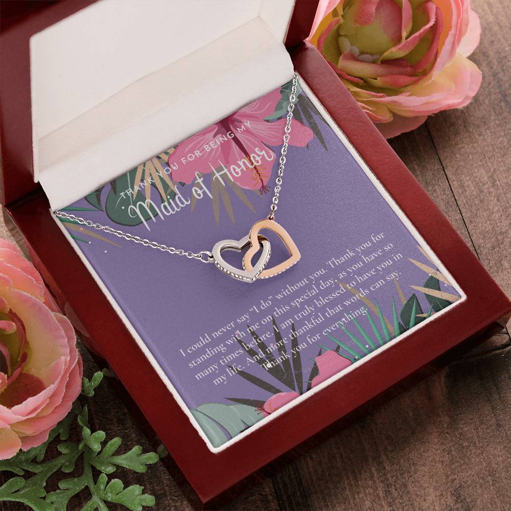 Maid Of Honor Thank You Gift From Bride Bridesmaid Gift Maid Of Honor Gift Necklace Matron Of Honor Gift Thank You Gift From Bride Interlocking Hearts Necklace