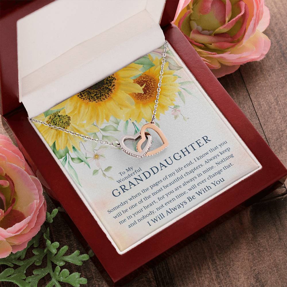 To My Wonderful Granddaughter – I Always Be With You – Necklace 🌻 Interlocking Hearts Necklace