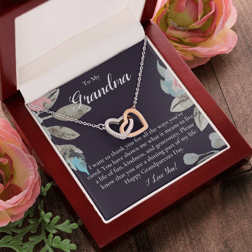Gift For Grandma Necklace Grandmother Birthday Gift From Granddaughtergrandson To My Grandma Necklace Gift Grandmother Gift Grandparents Day Gift Interlocking Hearts Necklace