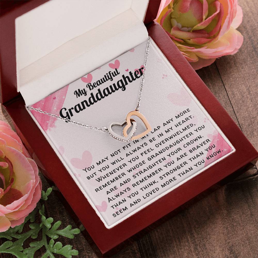 Beautiful Granddaughter Necklace - You Will Always Be In My Heart Interlocking Hearts Necklace