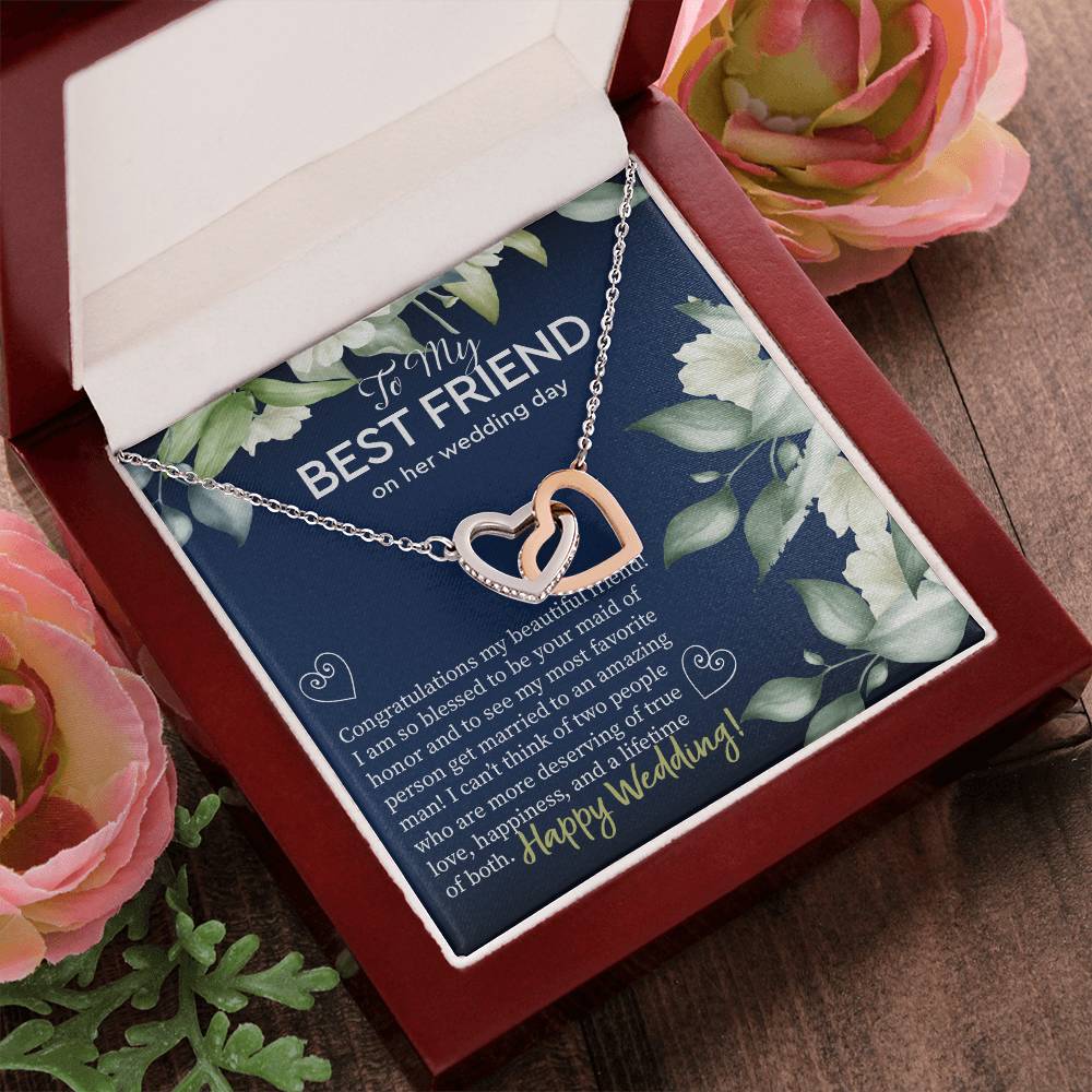 Gift To Best Friend On Wedding Wedding Gift To Friend From Maid Of Honor Maid Of Honor Gift To Bride Besties Necklace Gift Interlocking Hearts Necklace