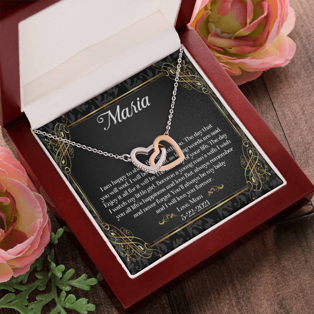 To My Daughter On Her Wedding Day Necklace Daughter Wedding Gift Wedding Gift For Daughter Daughter Interlocking Heart Necklace Wediing Interlocking Hearts Necklace