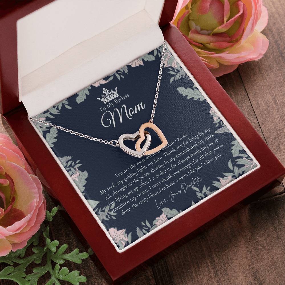 To My Beautiful Mom Necklace Badass Mom Gift Mother’S Day Gift Birthday Gift Gift From Daughter On Wedding Day Interlocking Hearts Necklace