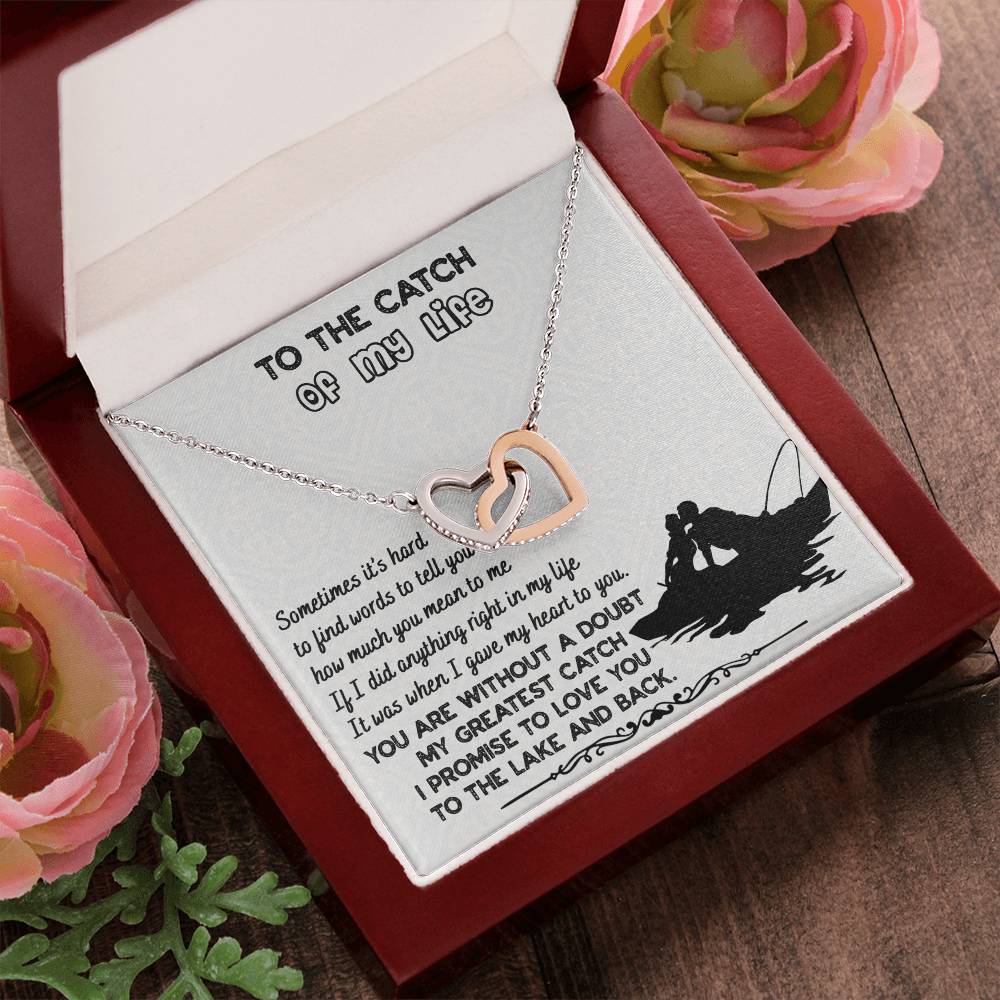 To The Catch Of My Life Knot Necklace & Earring Gift Set For Her Handmade Jewelry Interlocking Hearts Necklace