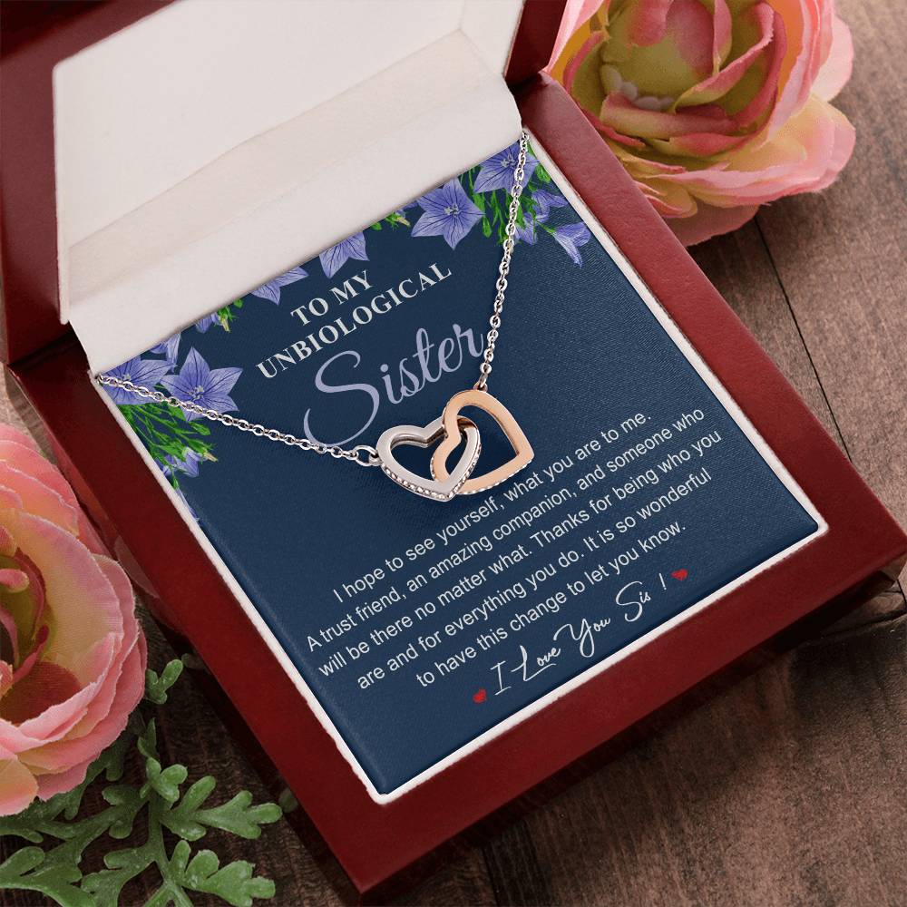 Collection Unbiological Sister - Love You Sis ! Interlocking Hearts Necklace
