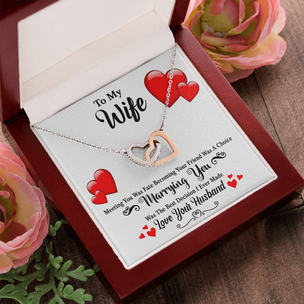 Meeting You Was Fate - Becoming Your Friend Was A Choice - Interlocking Hearts Necklace With Message Card
